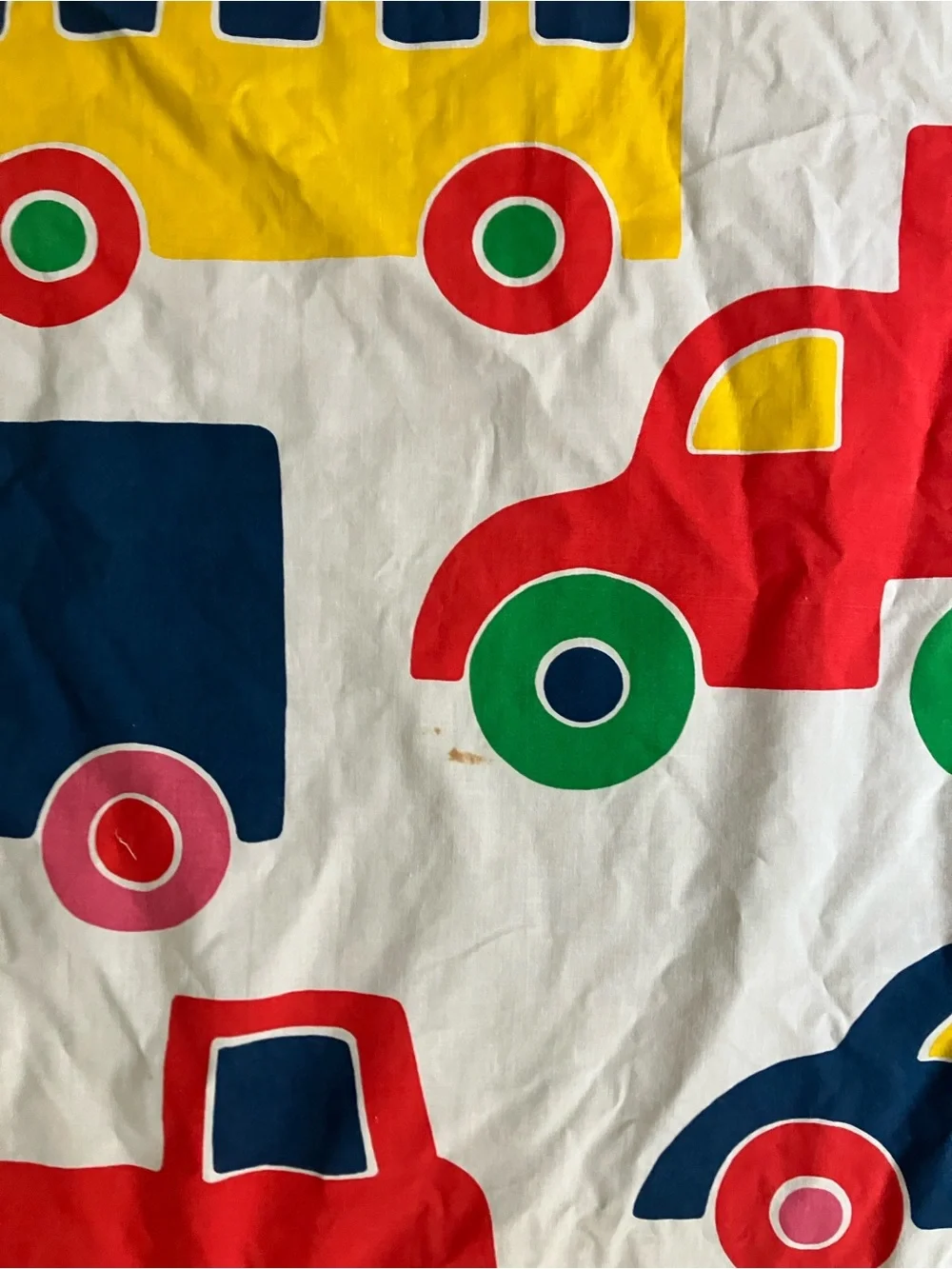 Marimekko cars & trucks kids vintage fabric shower curtain Dan rivers Bo boo 70s
